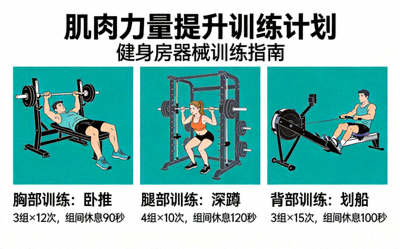 肌肉力量提升训练计划示意图 - 健身房器械训练