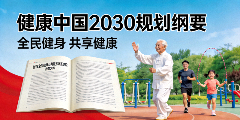 健康中国2030规划纲要政策文件与全民健身宣传画面