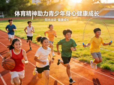青少年在阳光下快乐运动的场景 - 体育精神助力青少年身心健康成长