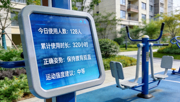 社区智能健身器材数据屏显示使用情况与指导信息