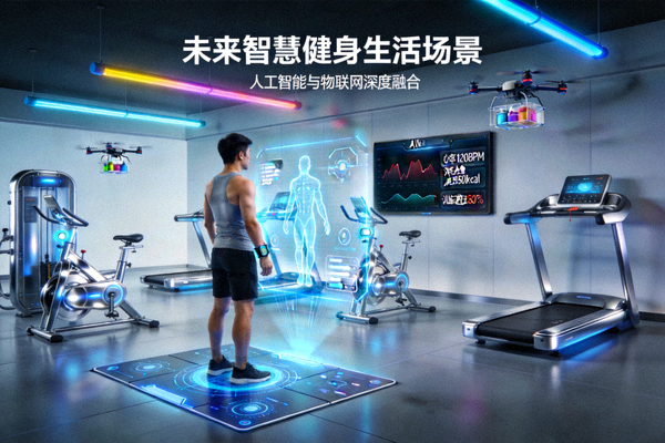 未来智慧健身生活场景概念图 - 人工智能与物联网深度融合