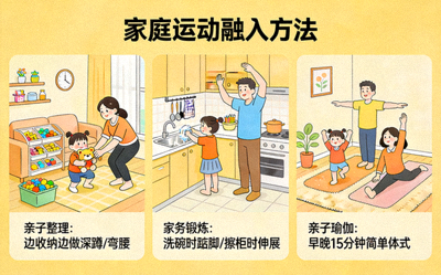 家庭运动融入方法 - 亲子互动、家务劳动结合锻炼