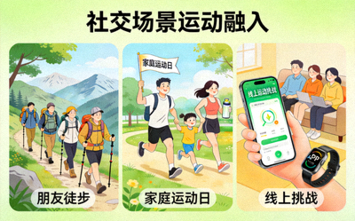 社交场景运动融入 - 朋友徒步、家庭运动日、线上挑战