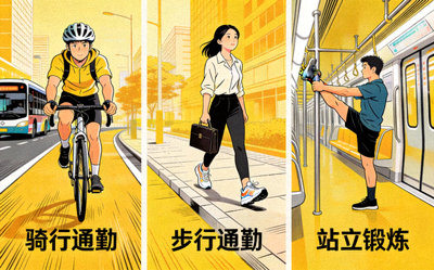 通勤场景运动融入 - 骑行、步行、公共交通站立锻炼