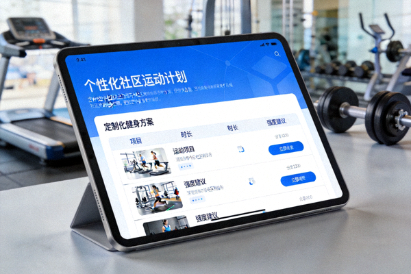 AI生成个性化社区运动计划 - 平板电脑显示定制化健身方案