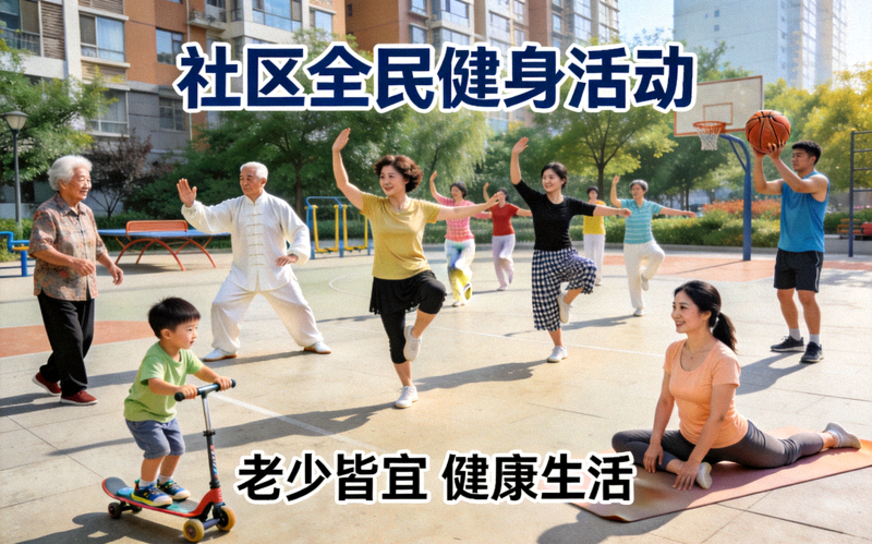 全民健身热潮下社区居民参与多样化体育活动场景 - 老少皆宜的社区运动