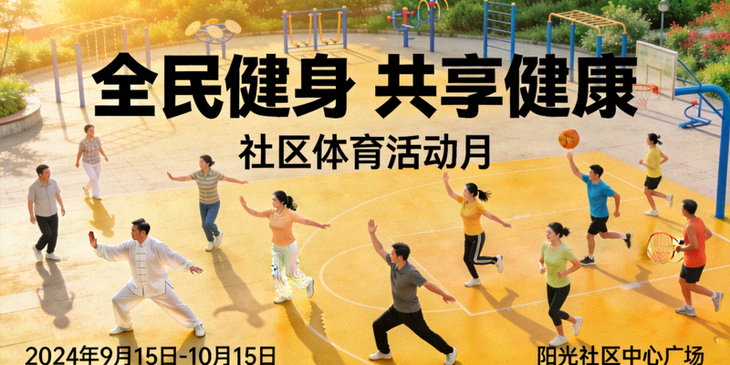 全民健身政策宣传与社区体育活动场景 - 人们参与各类健身运动