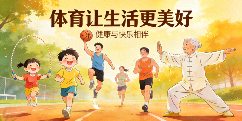 体育让生活更美好愿景图 - 不同年龄人群享受运动带来的健康与快乐