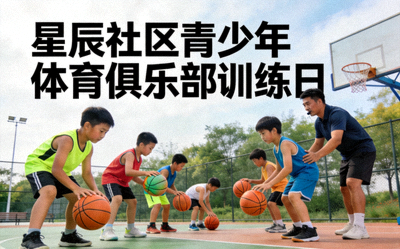 星辰社区青少年体育俱乐部训练日 - 孩子们进行篮球基础训练