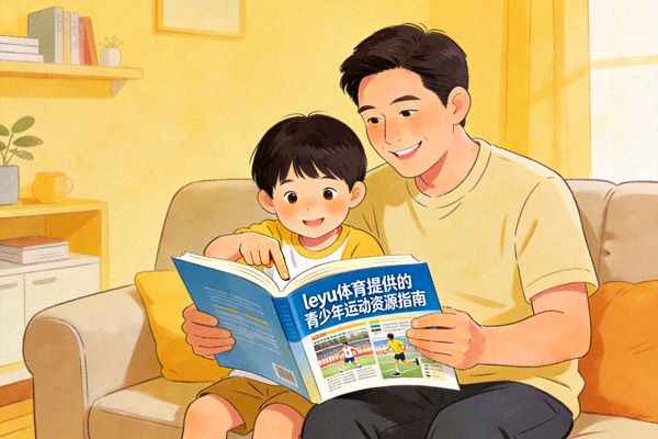 家长与孩子一起阅读leyu体育提供的青少年运动资源指南