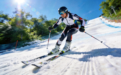 冬季项目运动员训练 - 滑雪运动员在夏季旱雪场地训练