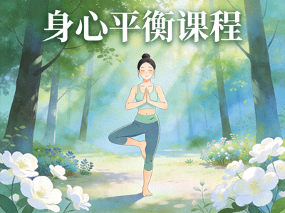 身心平衡课程 - 练习者在宁静环境中进行瑜伽与冥想