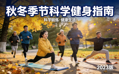 秋冬季节科学健身指南封面 - 人们在户外进行锻炼