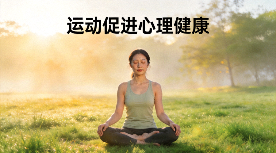 女性在清晨阳光下练习瑜伽冥想 - 运动促进心理健康
