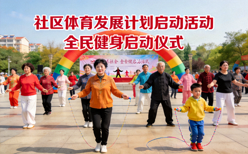 社区体育发展计划启动活动盛况 - 社区居民积极参与全民健身启动仪式