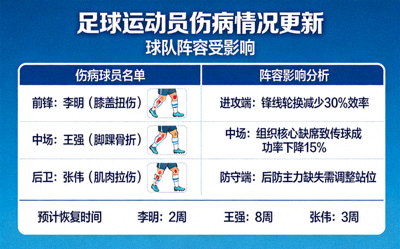 足球运动员伤病情况更新 - 球队阵容受影响