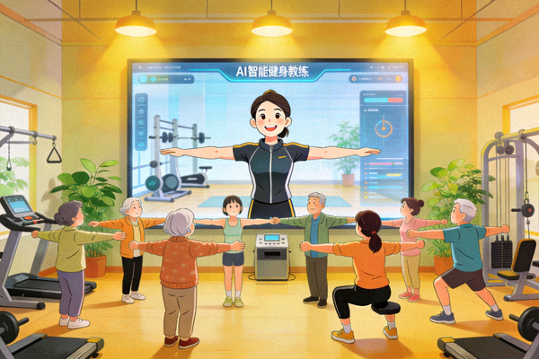 AI智能健身教练通过屏幕指导社区居民进行科学锻炼