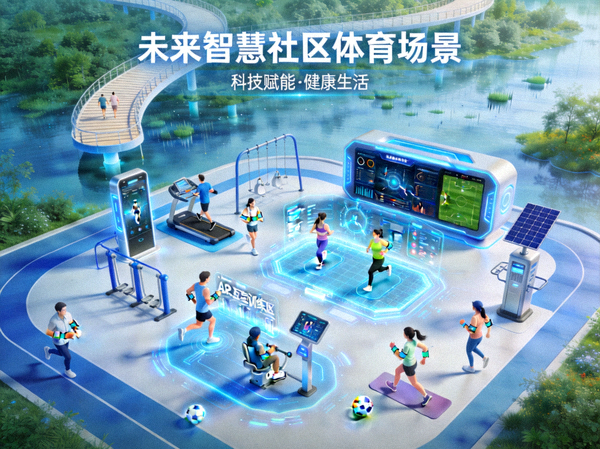 未来智慧社区体育场景构想图 - 科技与运动融合